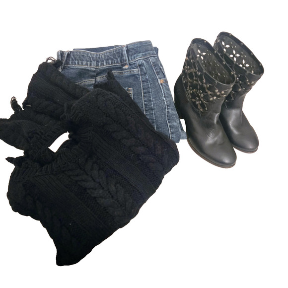 Altar’d State Cropped Black Boho Sweater M Oversized - Picture 16 of 16